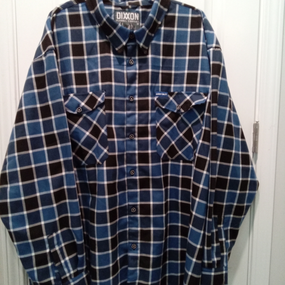 DIXXON Chester Bennington Grey Daze. Blue,White,Black Plaid Flannel Men's Sz 5XL